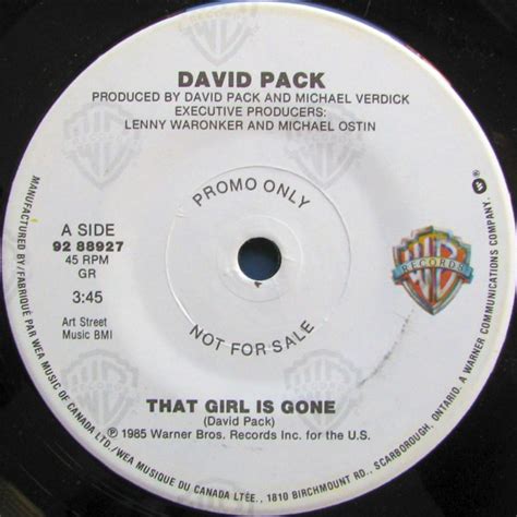 David Pack That Girl Is Gone 1985 Vinyl Discogs