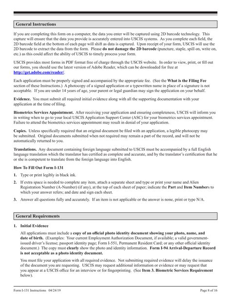 Download Instructions For Uscis Form I 131 Application For Travel