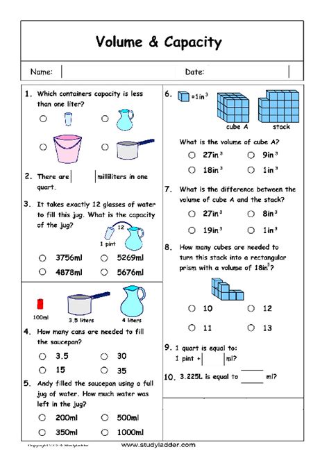 Volume And Capacity Problem Solving Studyladder Interactive Learning