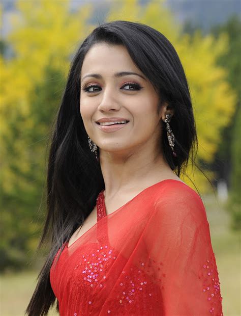 Trisha Krishnan In Red Transparent Saree Part Hot Actress In The World