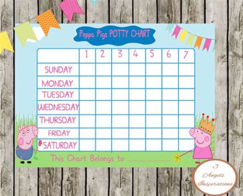 Peppa Pig Potty Training Chart Print Your By 3angelsinspirations