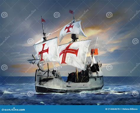 Christopher Columbus Santa Maria Ship Stock Photo Image Of Ocean