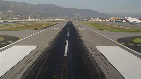 5k Stock Footage Aerial Video Of Approach Runway At Bob Hope