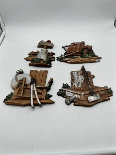 vintage sexton hoda 4 piece cast iron farm scenes wall hanging plaques 1976 18 99 picclick