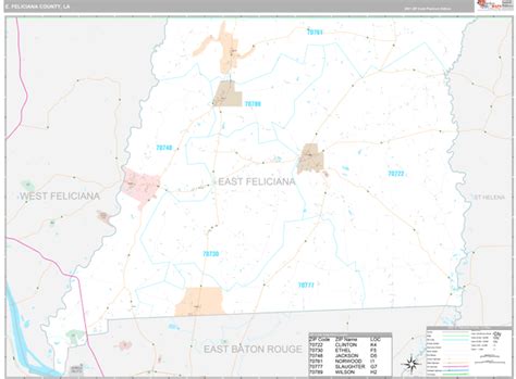 E Feliciana County La Zip Code Wall Map Premium Style By Marketmaps