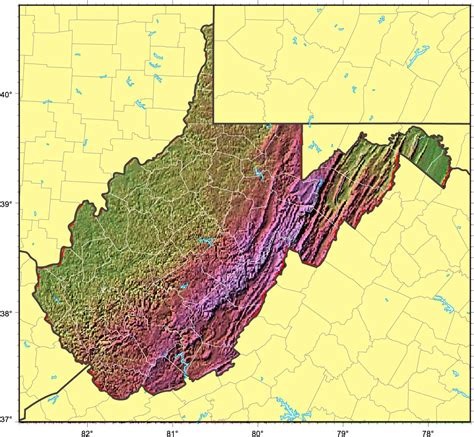 West Virginia Relief Map •
