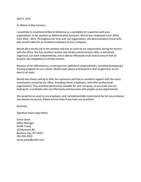 Sample Reference Letter For An Employee