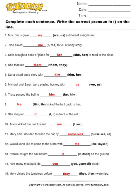 Pronoun Antecedent Agreement Worksheets With Answers Eduforkid