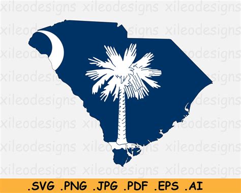 South Carolina State Flag Map Sc Usa United States Of Etsy