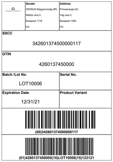 Sscc Label Logistics