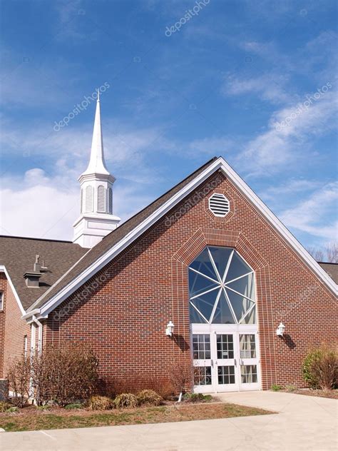Exterior Of A Modern Red Brick Church — Stock Photo © Cfarmer 2427376