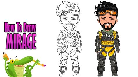 How To Draw Apex Legends Mirage Step By Step ~ For Kids Youtube