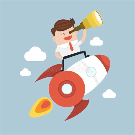 Startup Business Businessman On A Rocket Stock Vector Illustration
