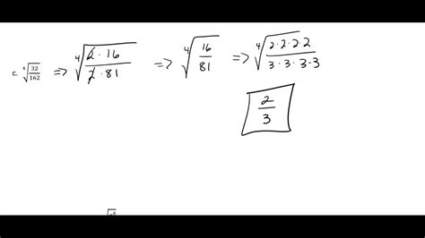 82g Simplify Radical Expressions With Reducible Fractions Youtube
