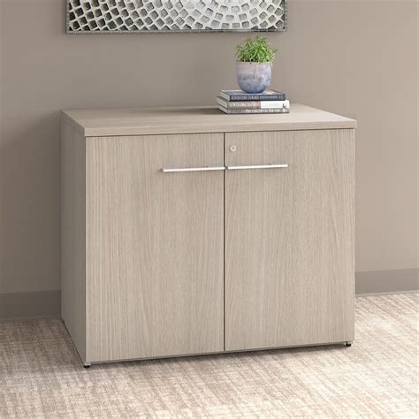 Office 500 36w Storage Cabinet With Doors In Sand Oak Engineered Wood