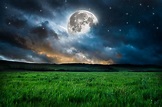 moon, Grass, Mood, Night, Stars, Fantasy, Dream, Nature, Landscape ...
