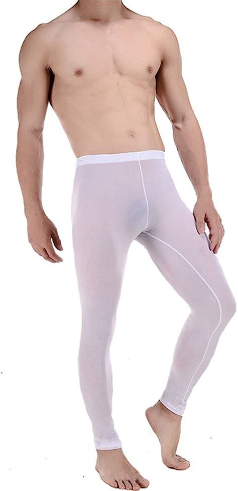 Men S Sexy Loose See Through Gauze Pants L White Amazon Co Uk