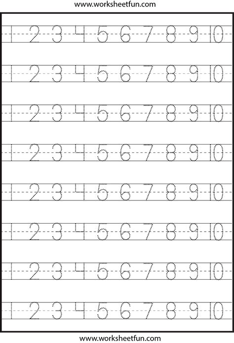 Tracing Number Worksheets For Preschool