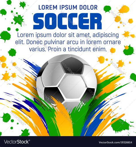 Soccer Ball Poster For Football Sport Tournament Vector Image