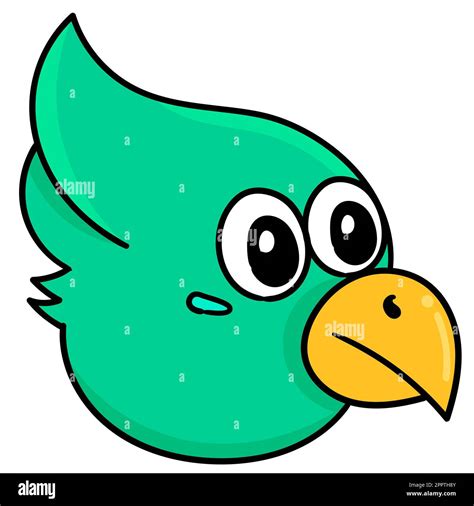 Cartoon Animal Head Eagle Bird Doodle Icon Image Kawaii Stock Vector