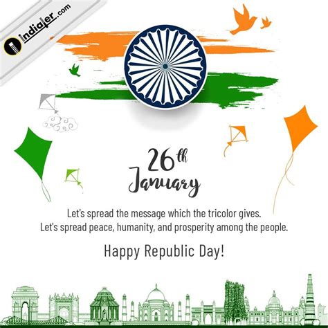 Republic Day 26 January Background With Beautiful Designs Quotes On