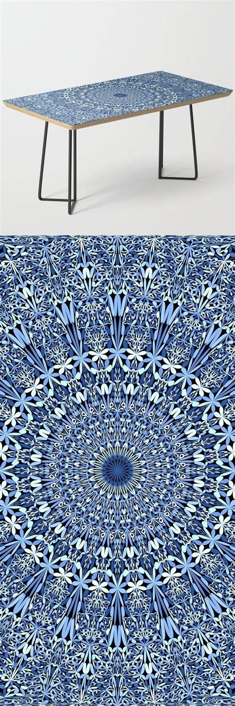 Light Blue Floral Mandala Coffee Table #MandalaFurniture #MandalaTable