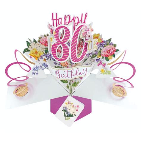 Happy 80th Birthday Pop Up Greeting Card Cards