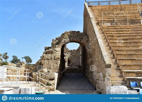 The Ruins At The Entrance Of The Ancient Roman Amphitheater In The