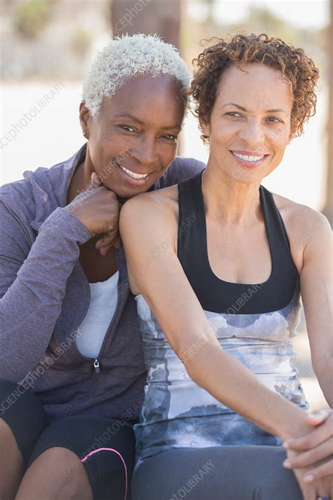 Smiling Lesbian Couple Outdoors Stock Image F Science Photo Library