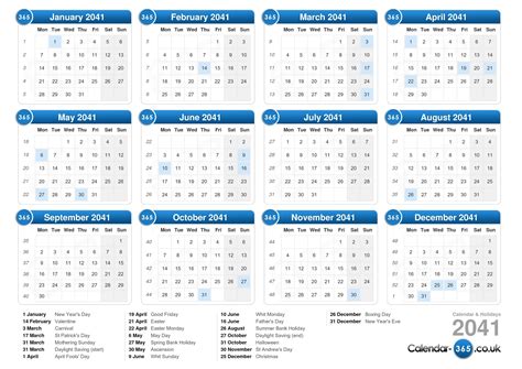 Calendar 2041