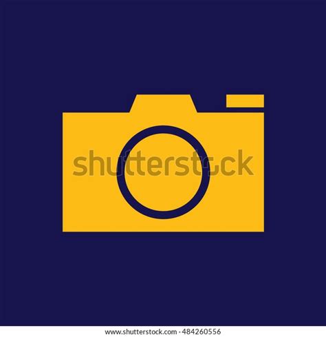 Yellow Camera Icon Vector Blue Background Stock Vector Royalty Free