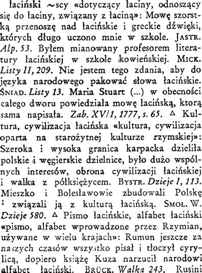 łaciński - Wielki słownik W. Doroszewskiego PWN