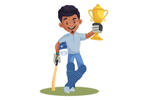Best Premium Indian Cricket Player Holding Winning Trophy Illustration