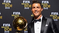 Neymar congratulates Cristiano Ronaldo on winning the FIFA Ballon d'Or 2013