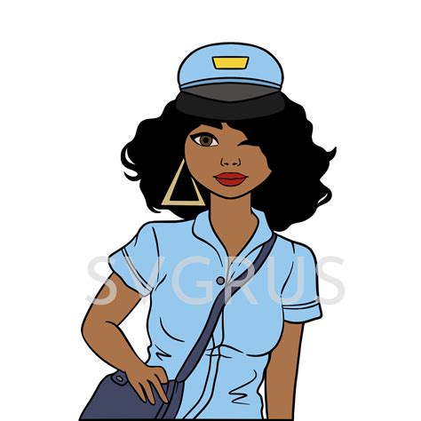 Post Office Afro Woman Delivering Package Box Mail Service Courier Worker Svg  Png Vector