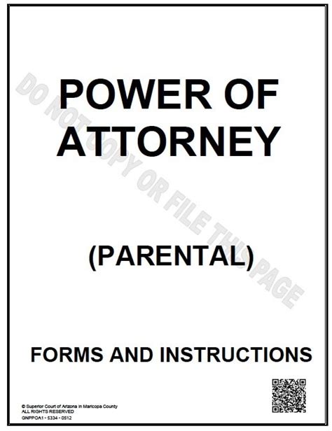Free Parental Guardianship Arizona Power Of Attorney Form Pdf Template