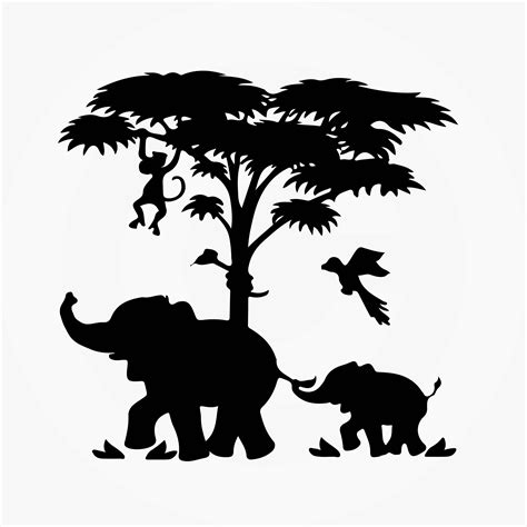 Circle Safari Animals Silhouette Svg Cutting Files Digital Clip Art