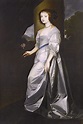 Lady Mary Villiers, full-length, in a white silk dress standing before ...