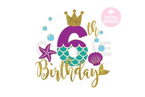 My 6th Birthday Mermaid Svg Mermaid Svg Mermaid Birthday 345940