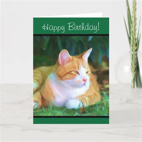 Happy Birthday Orange Tabby Cat Greeting Card