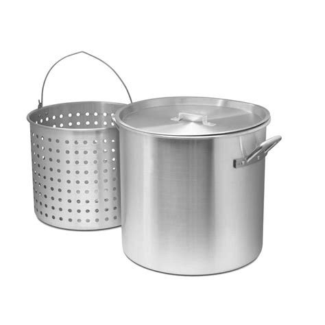 64 Qt Aluminum Cooking Stock Pot With Basket For Steaming Tamales