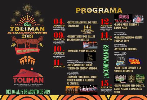 Tolimán bir kasaba ve belediye, içinde jalisco orta batıda meksika. Feria de Tolimán Jalisco 2019 - Cartelera Oficial - 04 ...