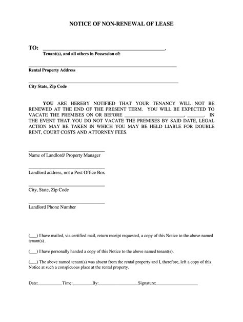 A hastily written letter or no letter in any. Non Renewal Notice Sample | PDF Template