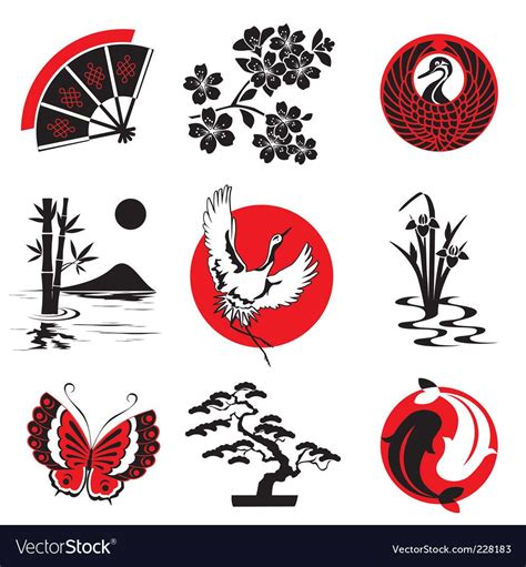 Japanese Design Elements Royalty Free Vector Image Japanese Drawings