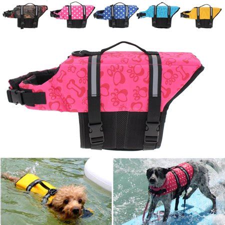 Haocoo dog life jacket vest saver safety swimsuit preserver with reflective stripes/adjustable belt dogs?pink polka dot,xl. S Size Pet Cat Dog Life Jacket Swimming Float Vest ...