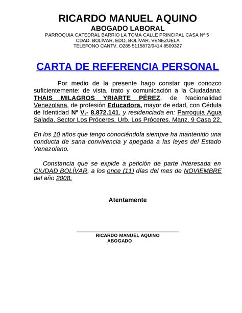 Docx Formato Modelo Ejemplo Carta De Referencia Personal Dokumentips