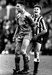 Vinnie Jones "marking" Newcastle United's Paul Gascoigne, by grabbing ...