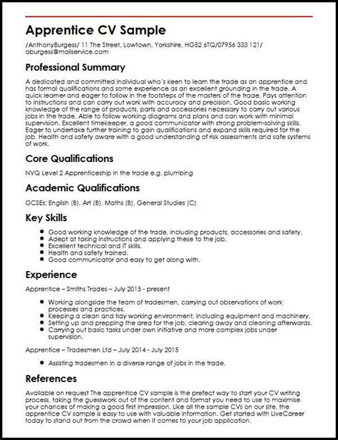 Apprentice Cv Sample Myperfectcv