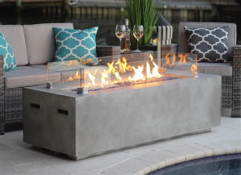 60 Rectangular Outdoor Propane Gas Fire Pit Table In Gray Fire Pit