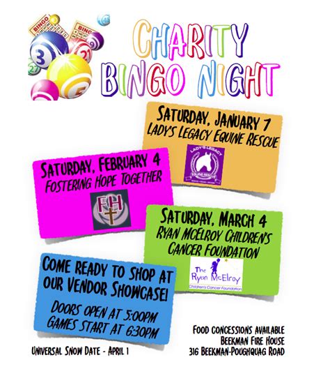 Professional bingo callers develop their own patter and you may have particular favourites. Charity Bingo Night - Fostering Hope Together